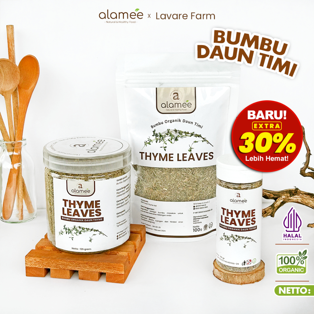 

Thyme Kering Daun Timi Dried Leaves Rempah Rimpang Murni Asli Tanpa Campuran Bumbu Organik 50gram dan 100gram
