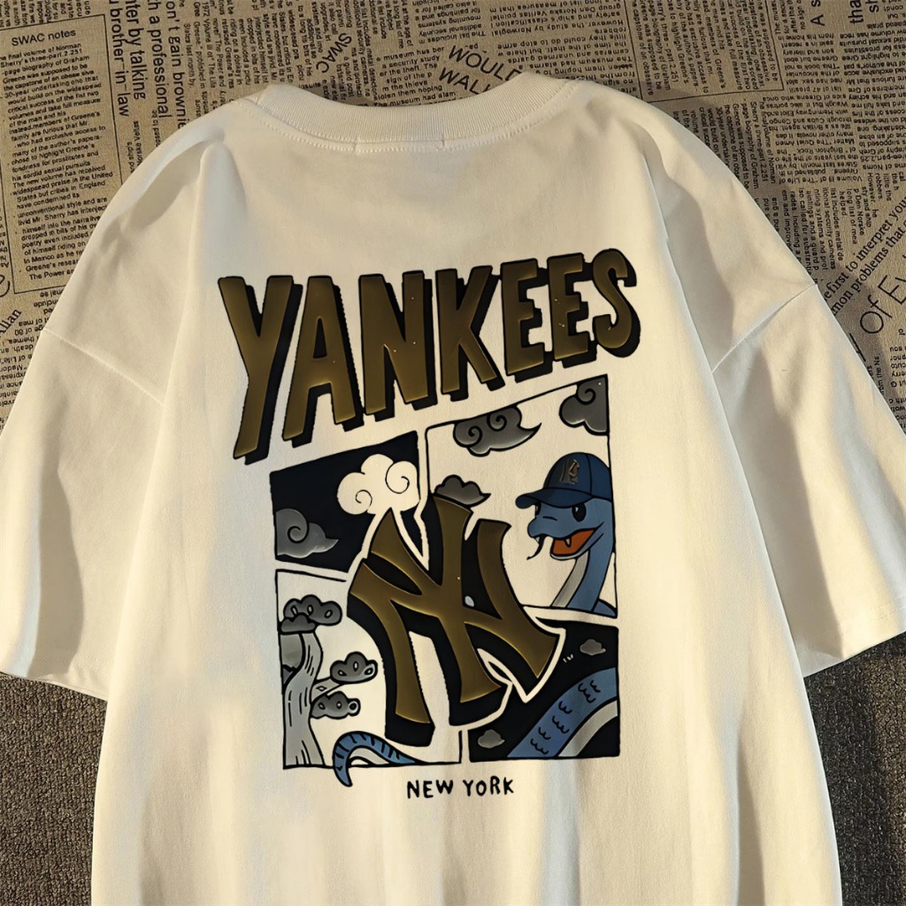 TINY Tshirt Oversize Baju Kaos Pria Distro Original 100% Tebal YANKEES ular pencetakan Gaya Amerika 