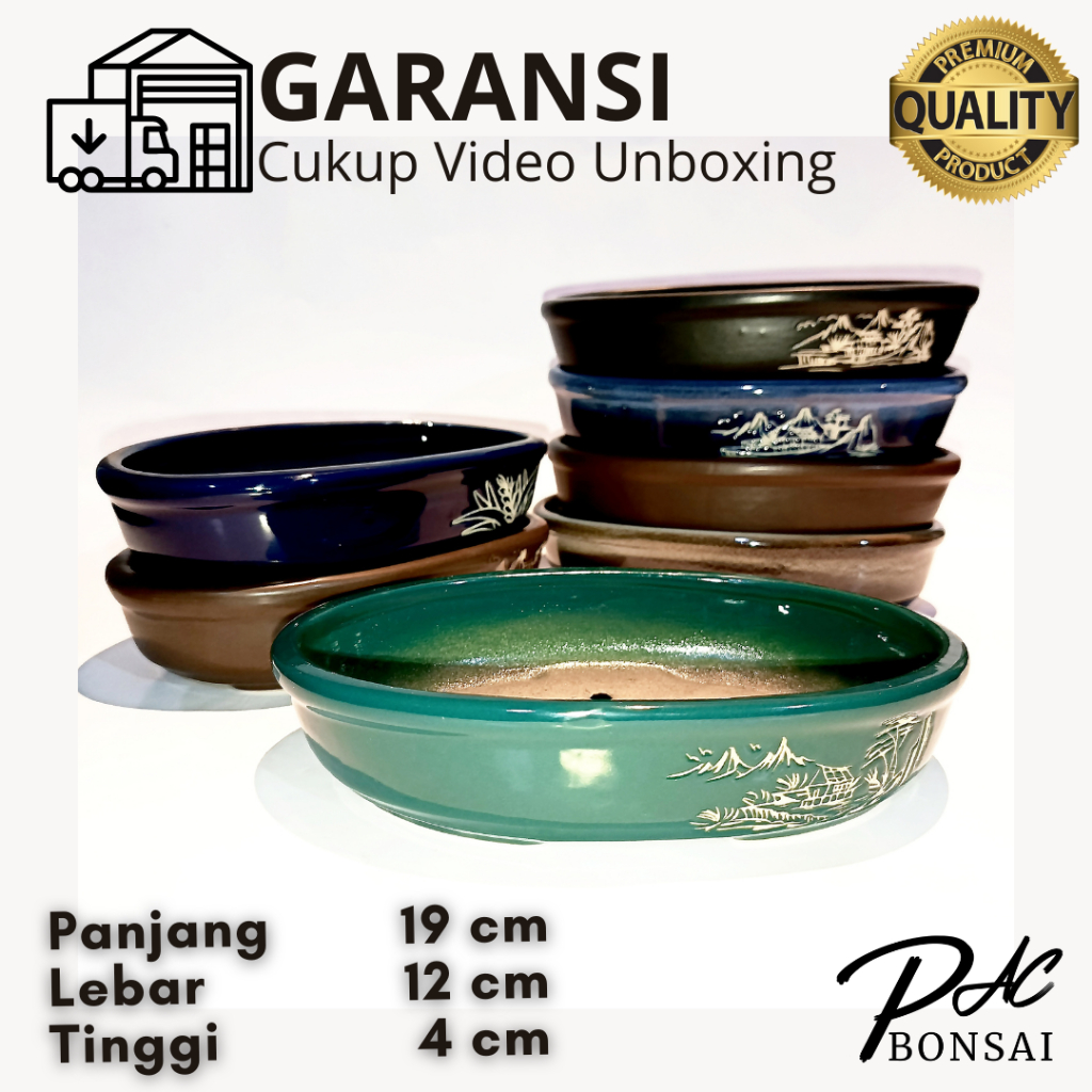 PAC BONSAI Pot bonsai Oval Berkualitas Berbahan Keramik Bisa untuk Sukulen, Adenium