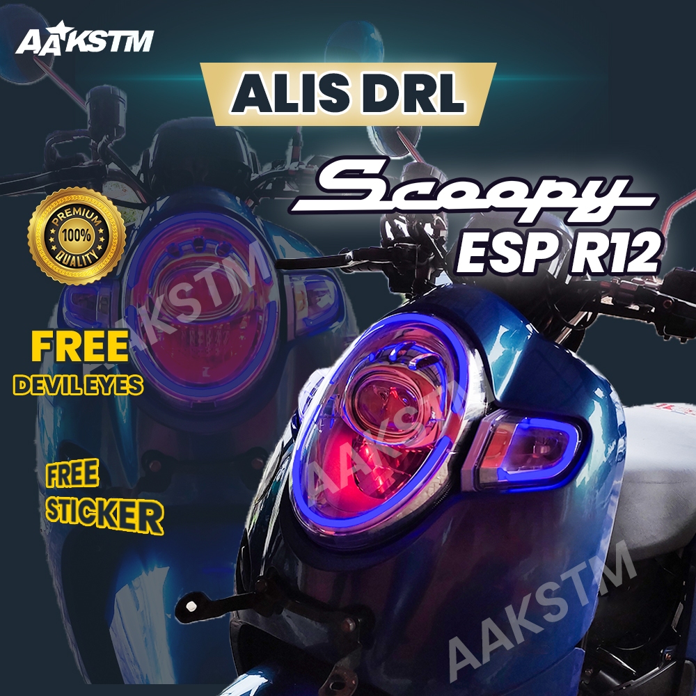 LAMPU LED ALIS DRL SCOOPY DONAT SEIN BONUS DEVIL EYES LAMPU DEPAN SENJA MOTOR VARIASI AA KASTEM