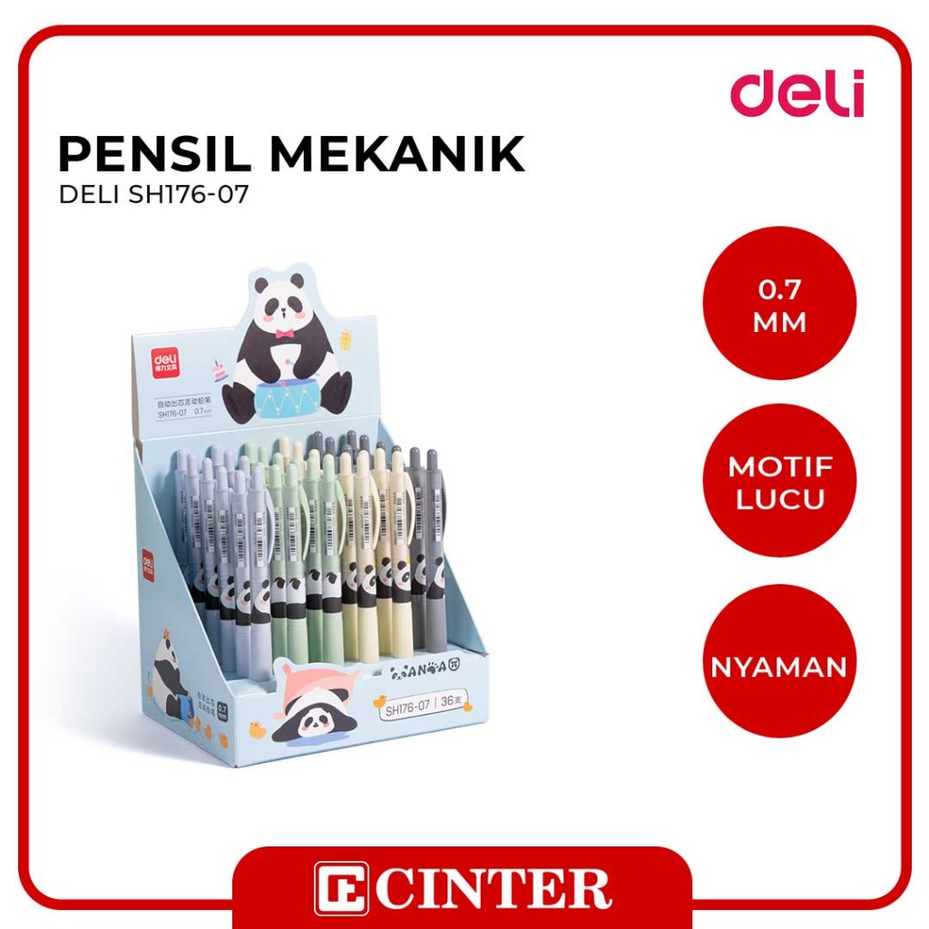 

DELI - PENCIL CETEK / PENSIL ISI ULANG / PENSIL MEKANIK DELI SH176-07 PANDA 0.7MM