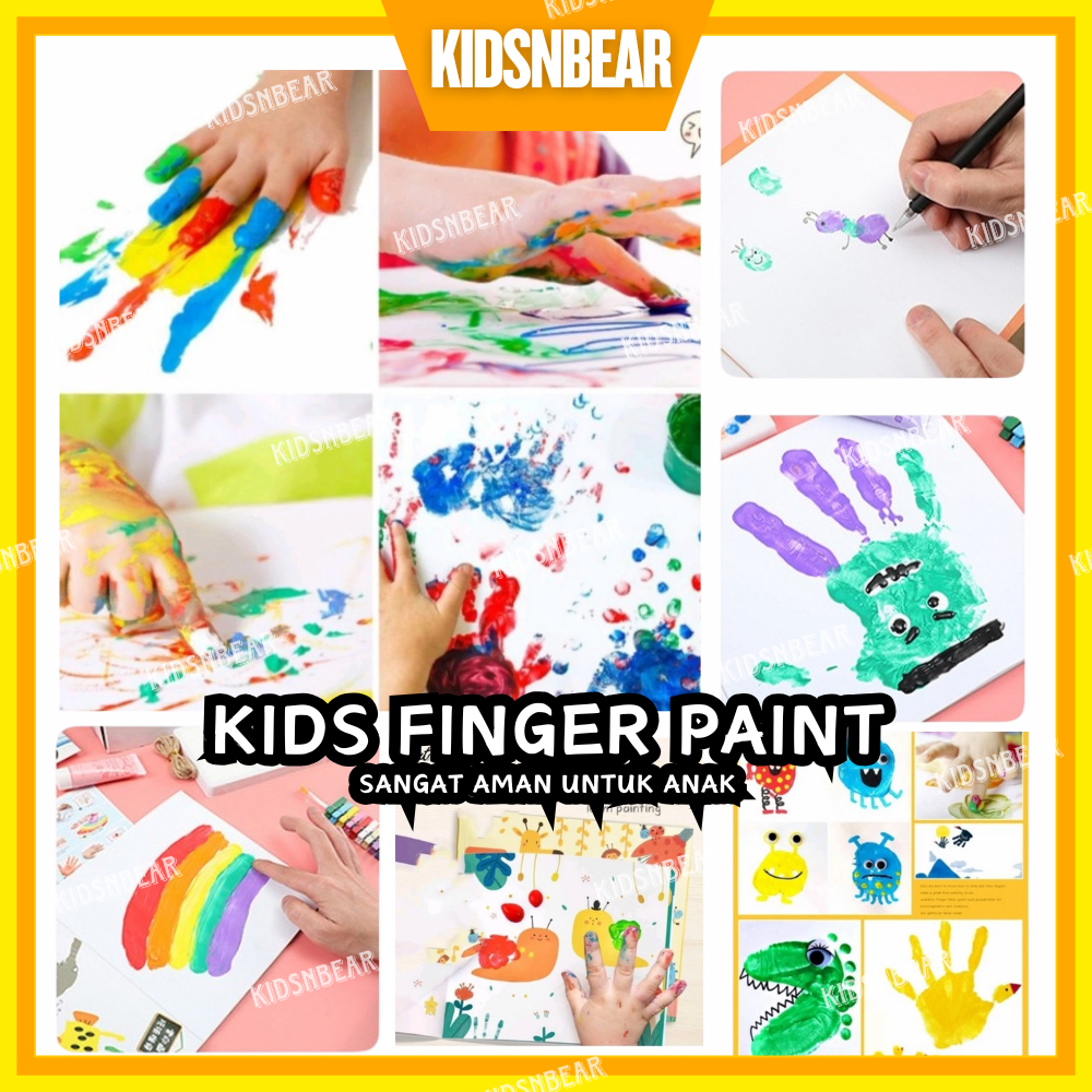 

bib [KIDSBEAR] Finger Paint - Painting Kit Canvas - Cat Air Anak - Cat Air Lukis Anak - Finger Paint