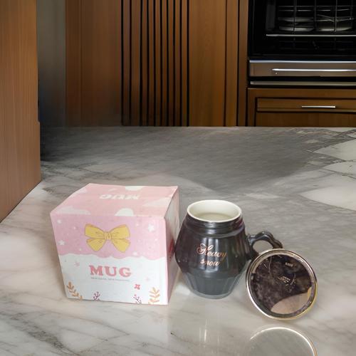 Mug/Gelas/Cangkir Keramik Set Cantik Tutup