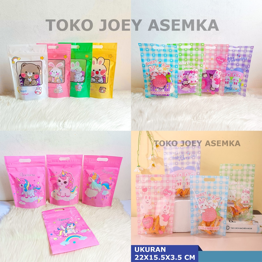 

STANDING ZIPPER PLASTIK 23X15CM ZIP LOCK KLIP CLIP KEKINIAN GOODY GOODIE BAG LUCU HAMPERS BINGKISAN