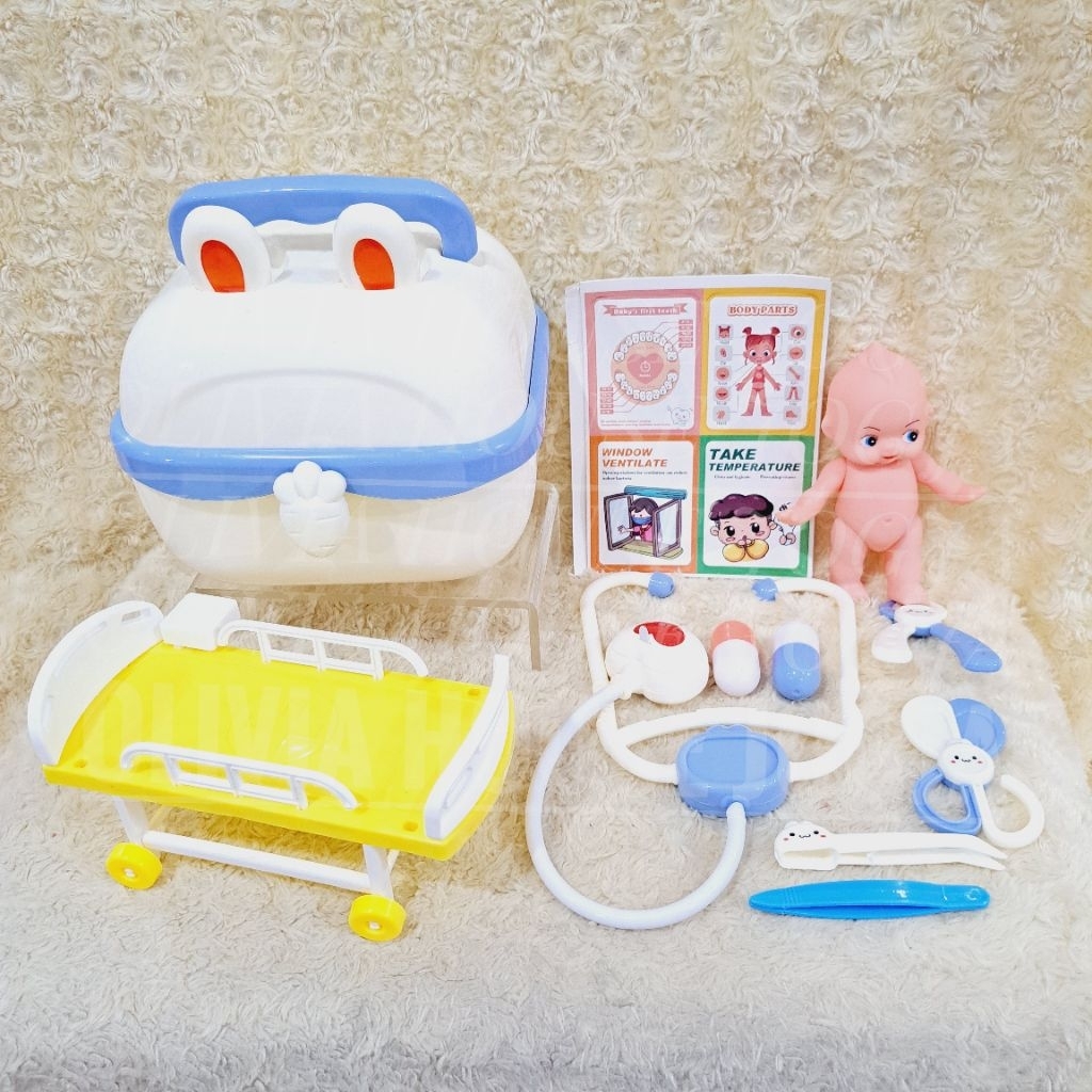 Mainan Dokter Dokteran Box Doctor Set Baby Ranjang Mainan Anak Perawat Mainan Bayi