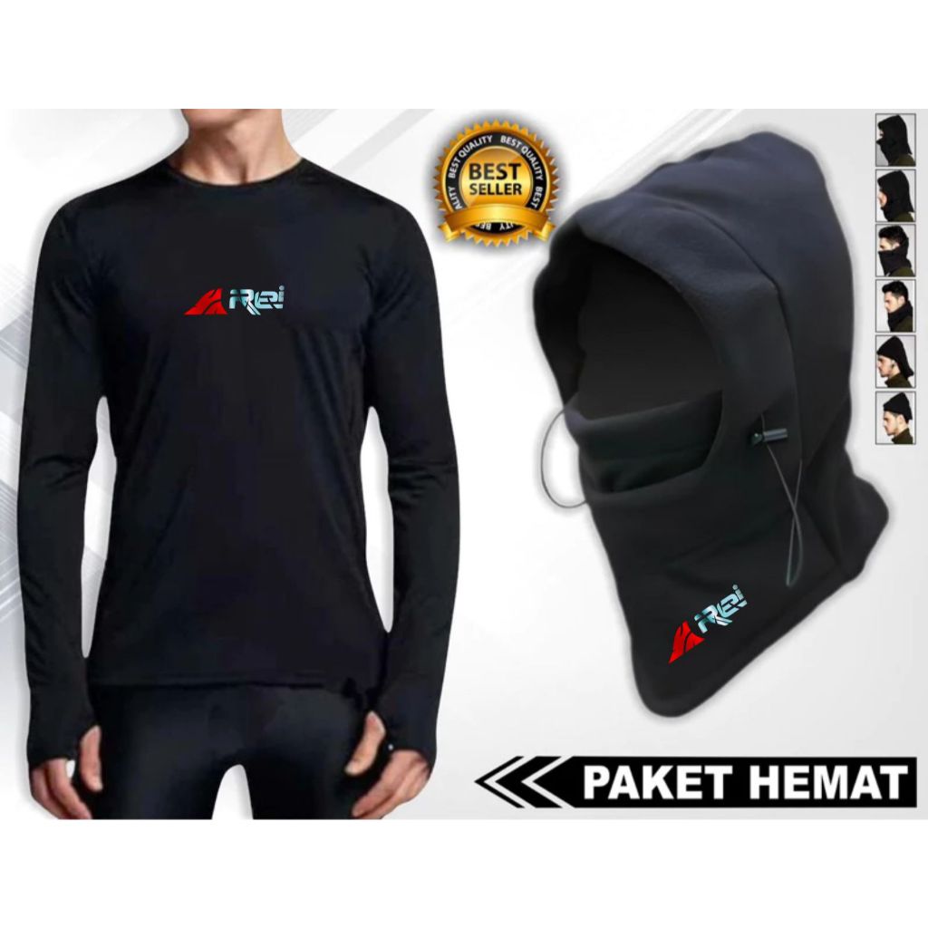 Paket Aksesoris Pelindung Outdoor Arei 2 in 1 Kupluk Masker Buff Polar Dan Jersey Lengan Panjang