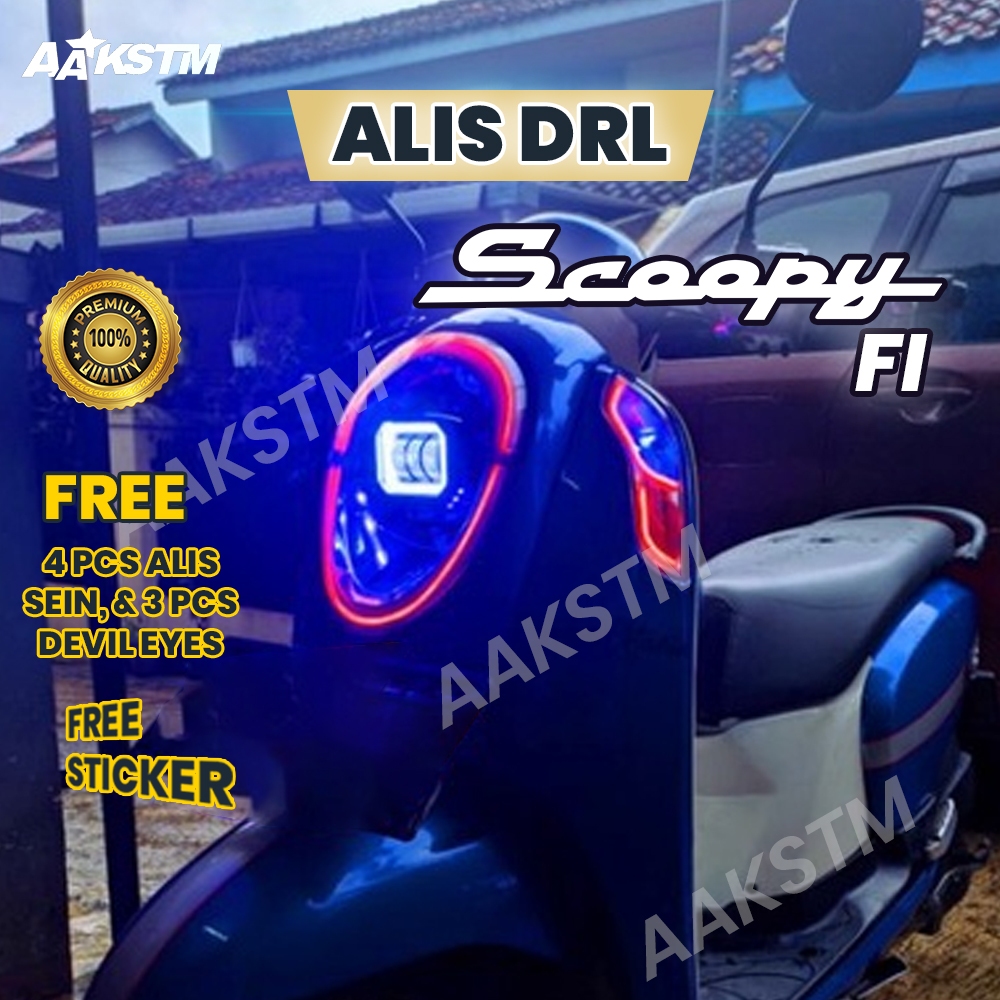 LAMPU LED ALIS SCOOPY FI BONUS ALIS SEIN & DEVIL EYES MOTOR VARIASI AA KASTEM