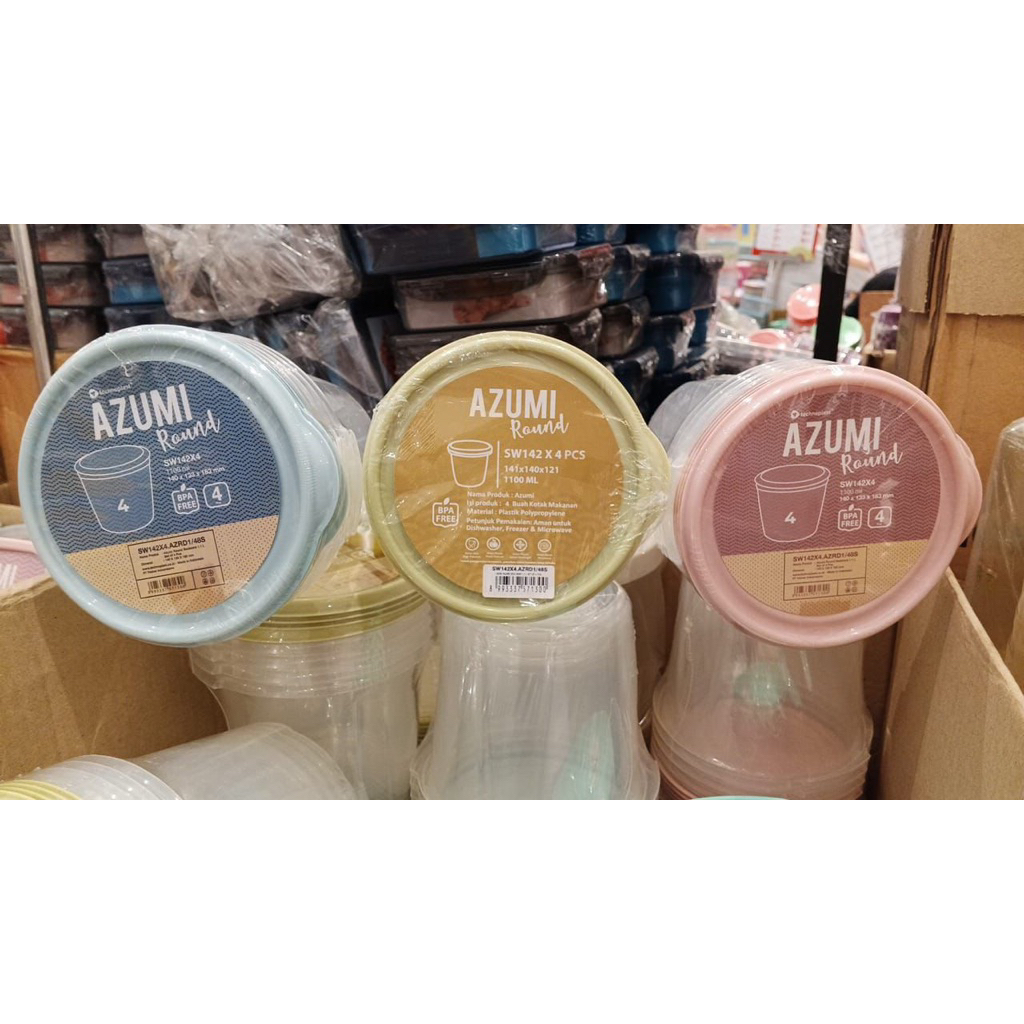 AZUMI ROUND FOOD CONTAINER 1.1L RANDOM WARNA