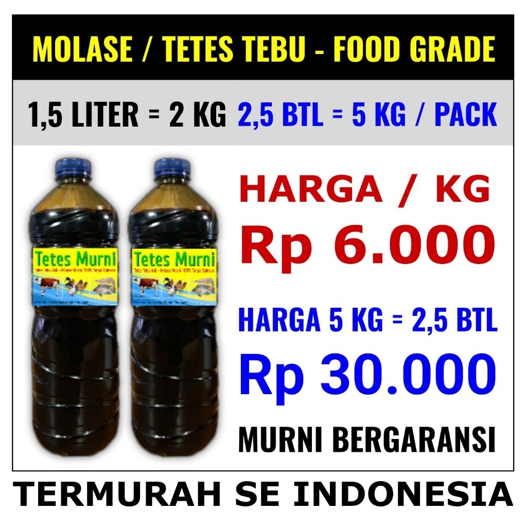 

Paket Per 5 Kg Molasses Food Grade | Tetes Tebu | Molases | Molase Asli Murni 100% Tanpa Oplosan - BERGARANSI