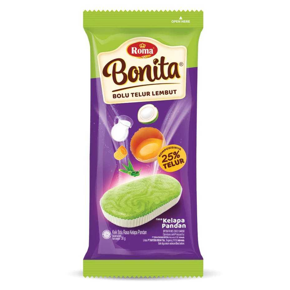 

ROMA BONITA BOLU TELUR KELAPA PANDAN 30 GR 8996001316023