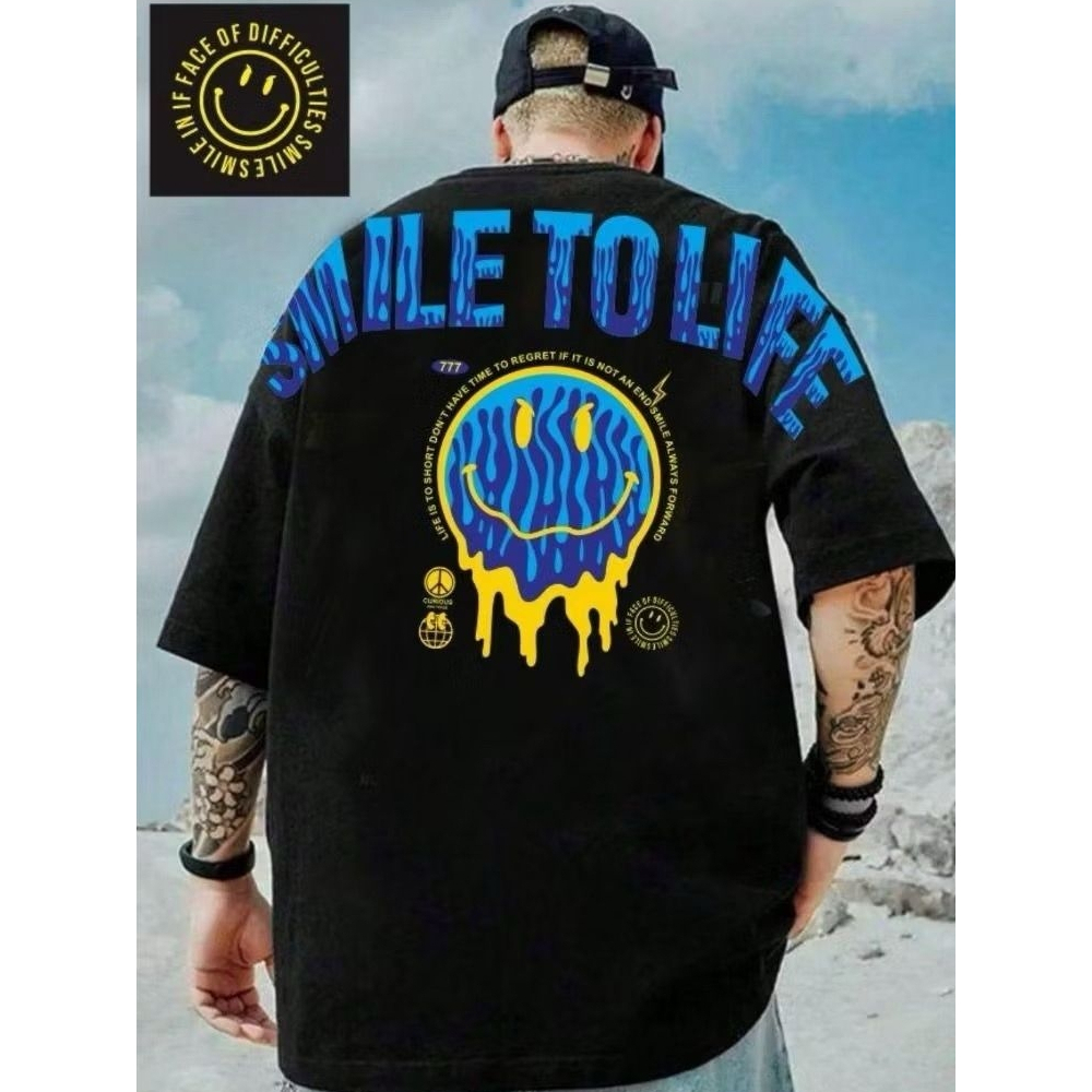 Kaos Tshirt Distro Pria / Tumblr Tee Man Motif Smile To Life