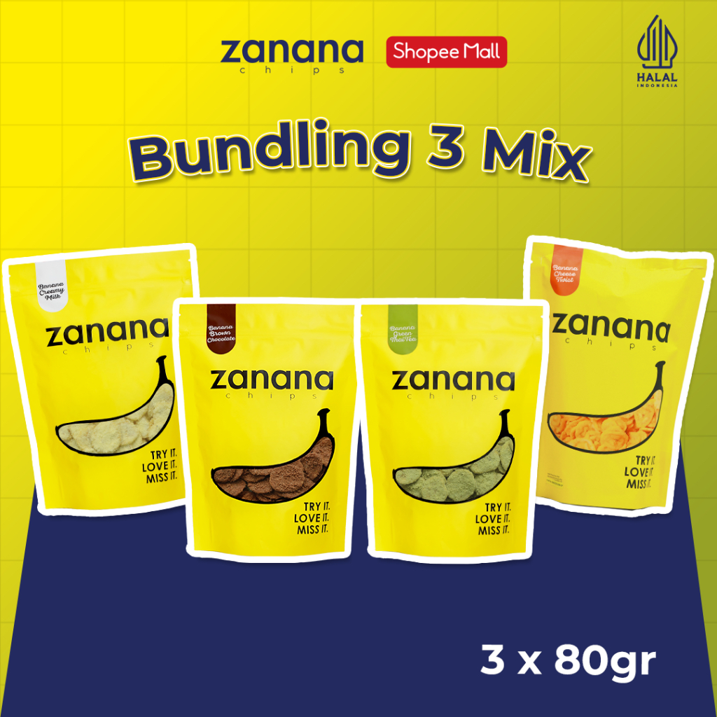 

Paket 3 pcs Mix Zanana | Keripik Pisang Bumbu Tebal dan Renyah