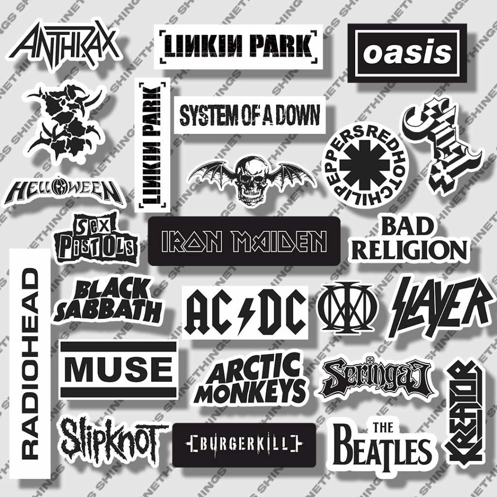 

25PCS stiker band metal linkin park acdc slayer artic monkeys muse seringai || Sticker pack musik band 25