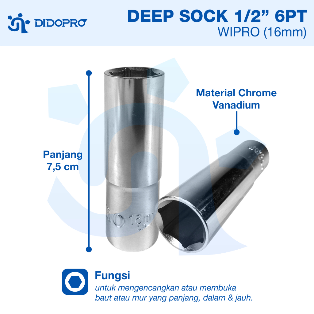 Mata Sock Panjang Deep Wall 16mm 1/2" DR 6PT Wipro