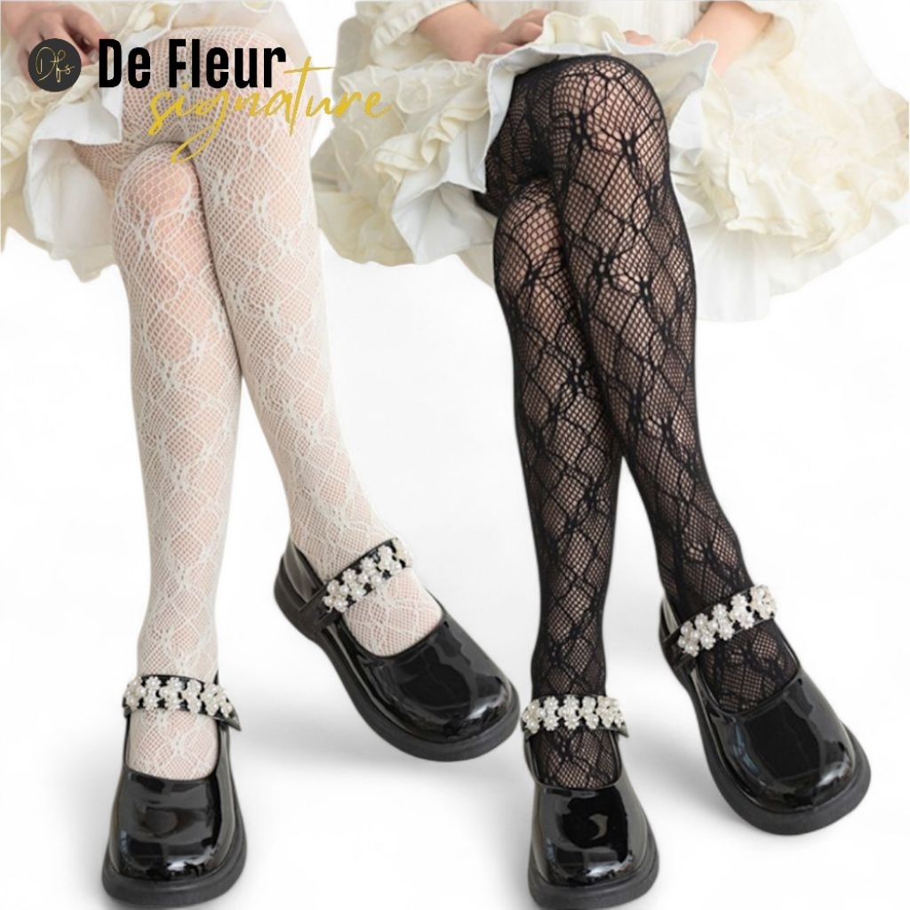 DFS _ Kids Net Fashion Stocking - Stocking Anak  Perempuan motif net bunga, Model Celana - Warna Hit