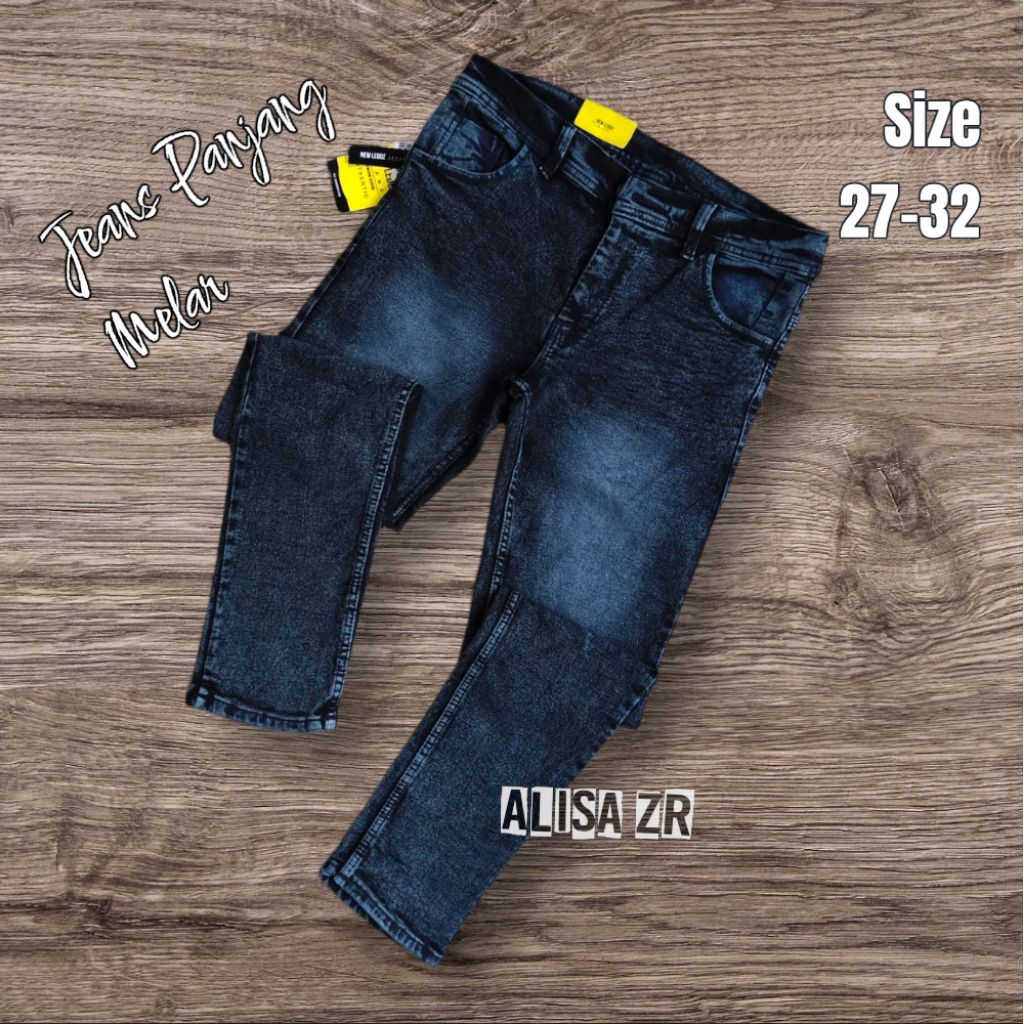 Celana Jeans Street Pria Distro warna hitam pekat bahan melar