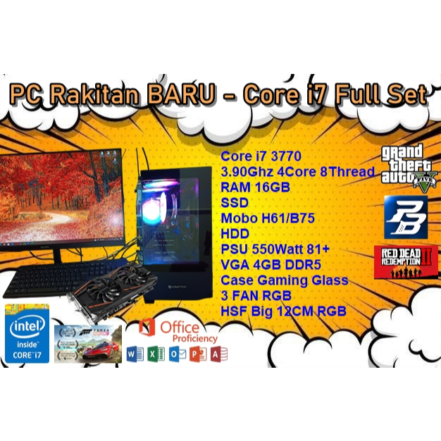PC Rakitan BARU/PC Gaming Intel Core i7 FULL SET