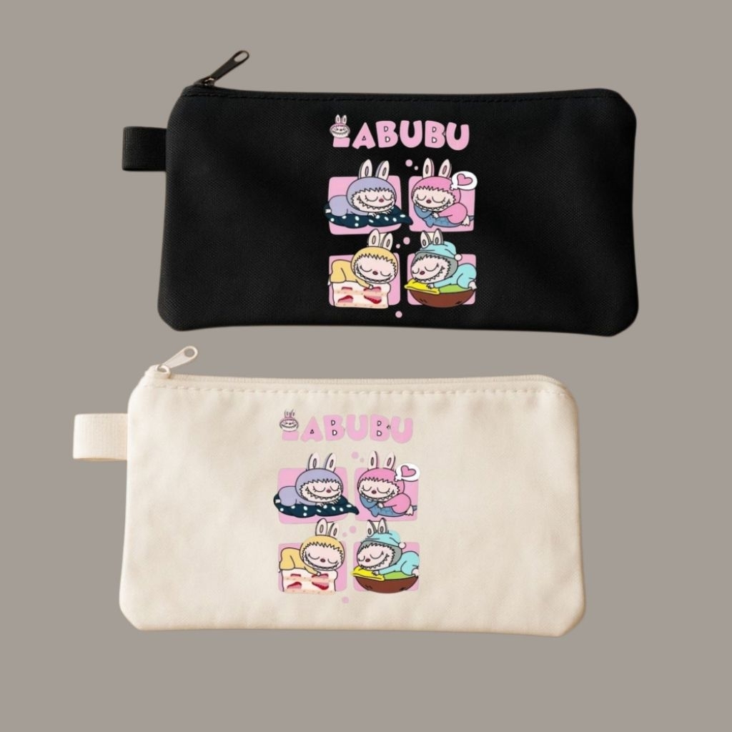 

tempat pensil labubu bahan kanvas warna hitam putih