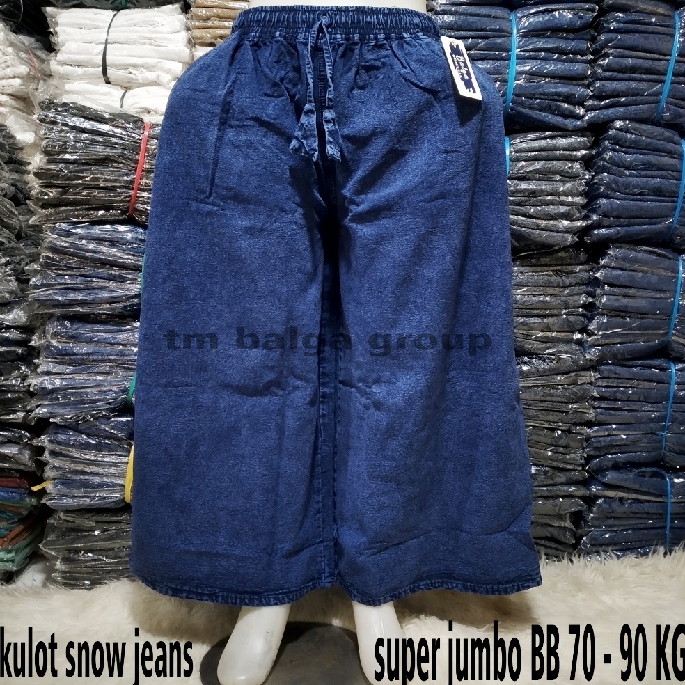 KODE W85L celana kulot snow jeans super jumbo terbaru full karet pinggang muat BB 7 sampai 9 KG