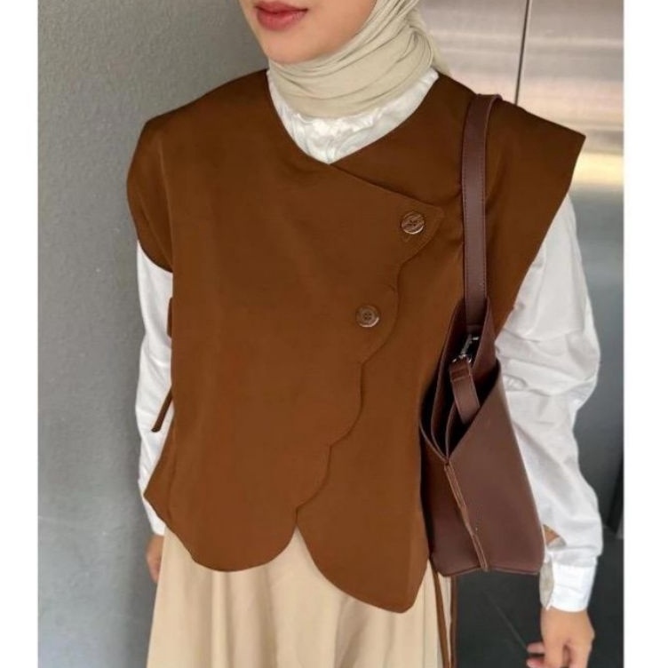 KODE K64B Cellia Vest Rompi Outer Wanita Polos Vest Vintage Vest Korean Style Outer Wanita Atasan Ta