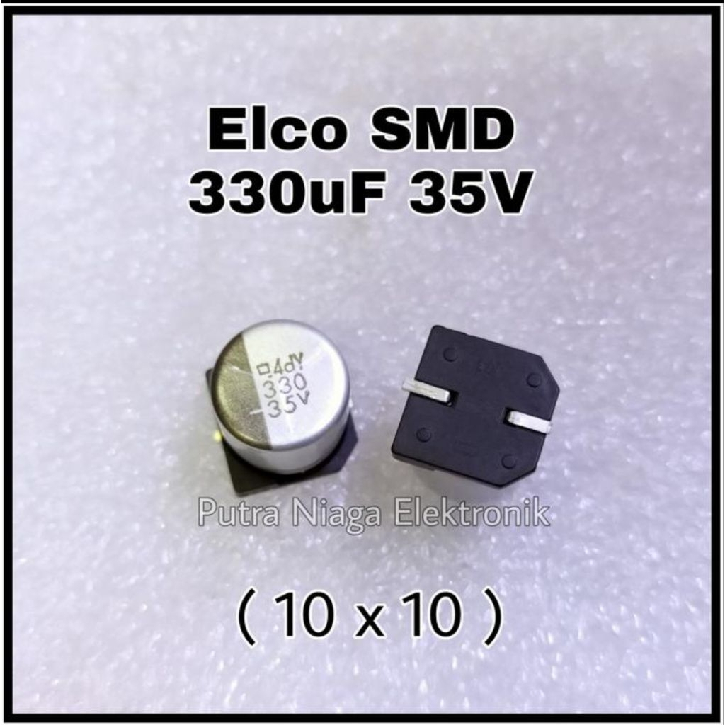 Elco SMD 330uf 35v alumunium 330 uf 35volt kapasitor 337 35 volt size 10x10 mm