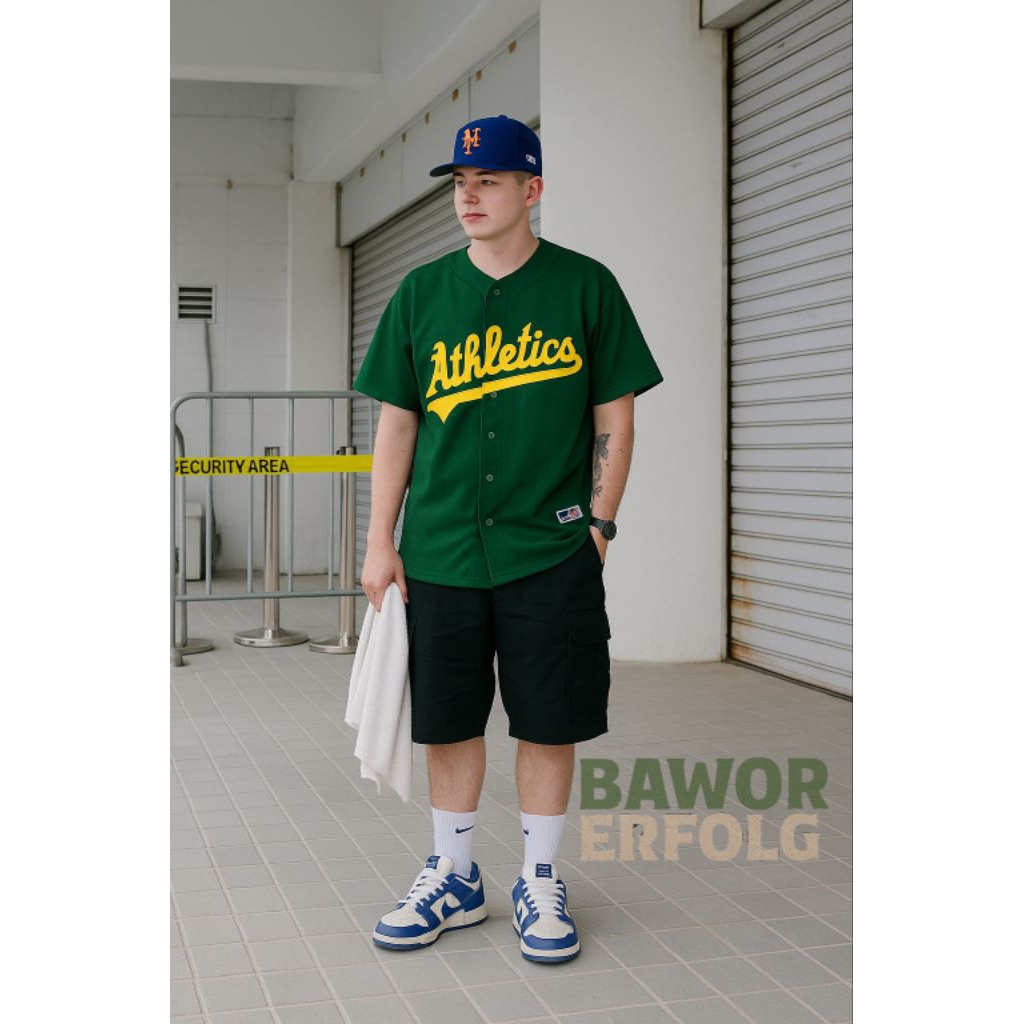 Bawor Jersey baseball atletik hijau unisex premium