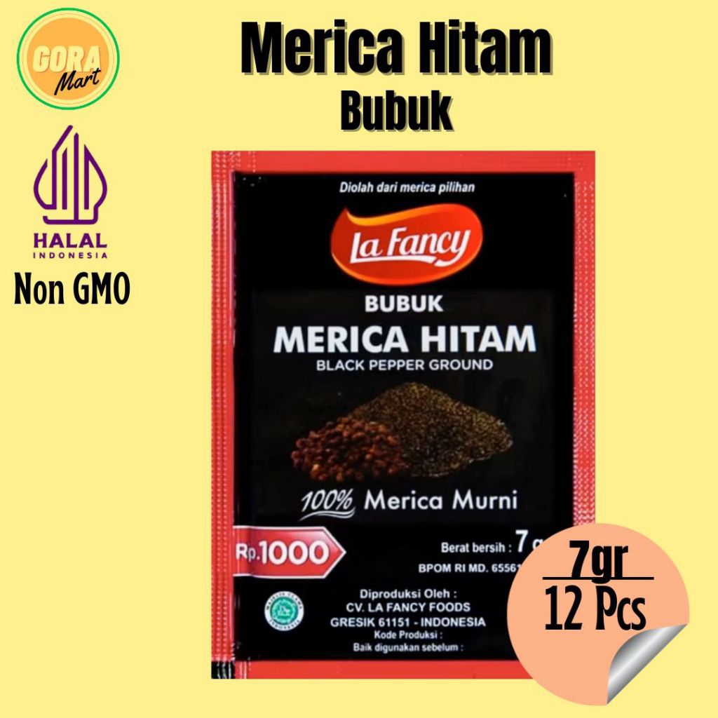 

Bumbu Masak Dapur Lada Hitam Bubuk 7gr/Merica Bubuk/ Bubuk Lada Hitam / La Fancy