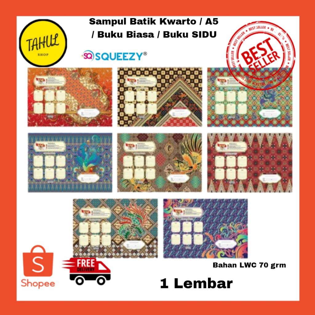 

1 Lembar !!! Sampul Buku Batik Kwarto / Sampul buku Warna warni Sampul buku motif Batik kwarto / Ukuran buku biasa / buku A5 ukuran sampul / sampul buku kertas artpaper / sampul berwarna Batik / sampul batik squeezy