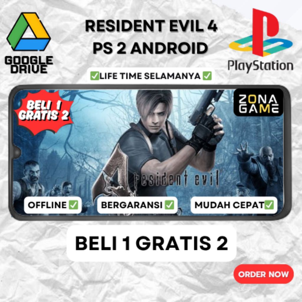 GAME PS2 Resident Evil 4 + Save Data Bisa di Android / PC | BELI 1 GRATIS 2+Bonus Emulator