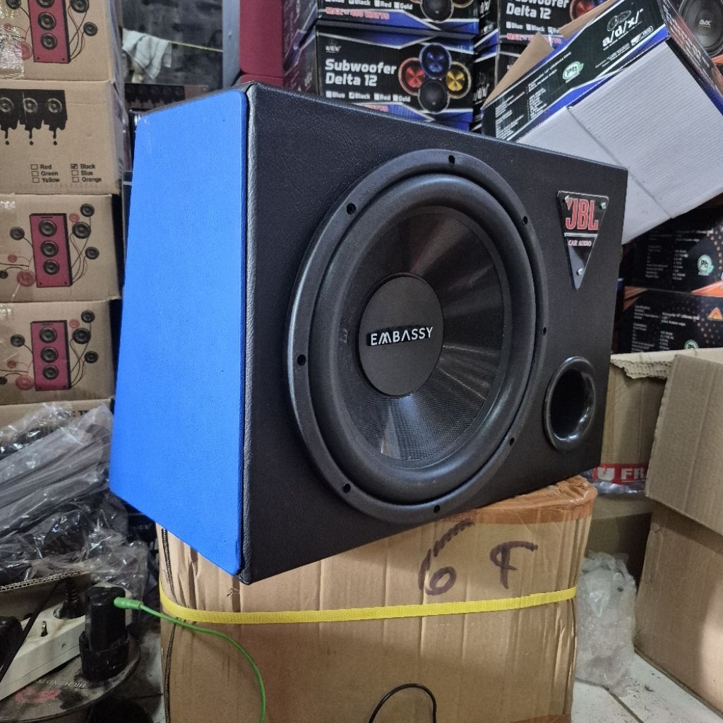 Box Speaker subwoofer pasif Embassy ES-1277J + Box Subwoofer 12inch Porting UNIVERSAL (PASIF)