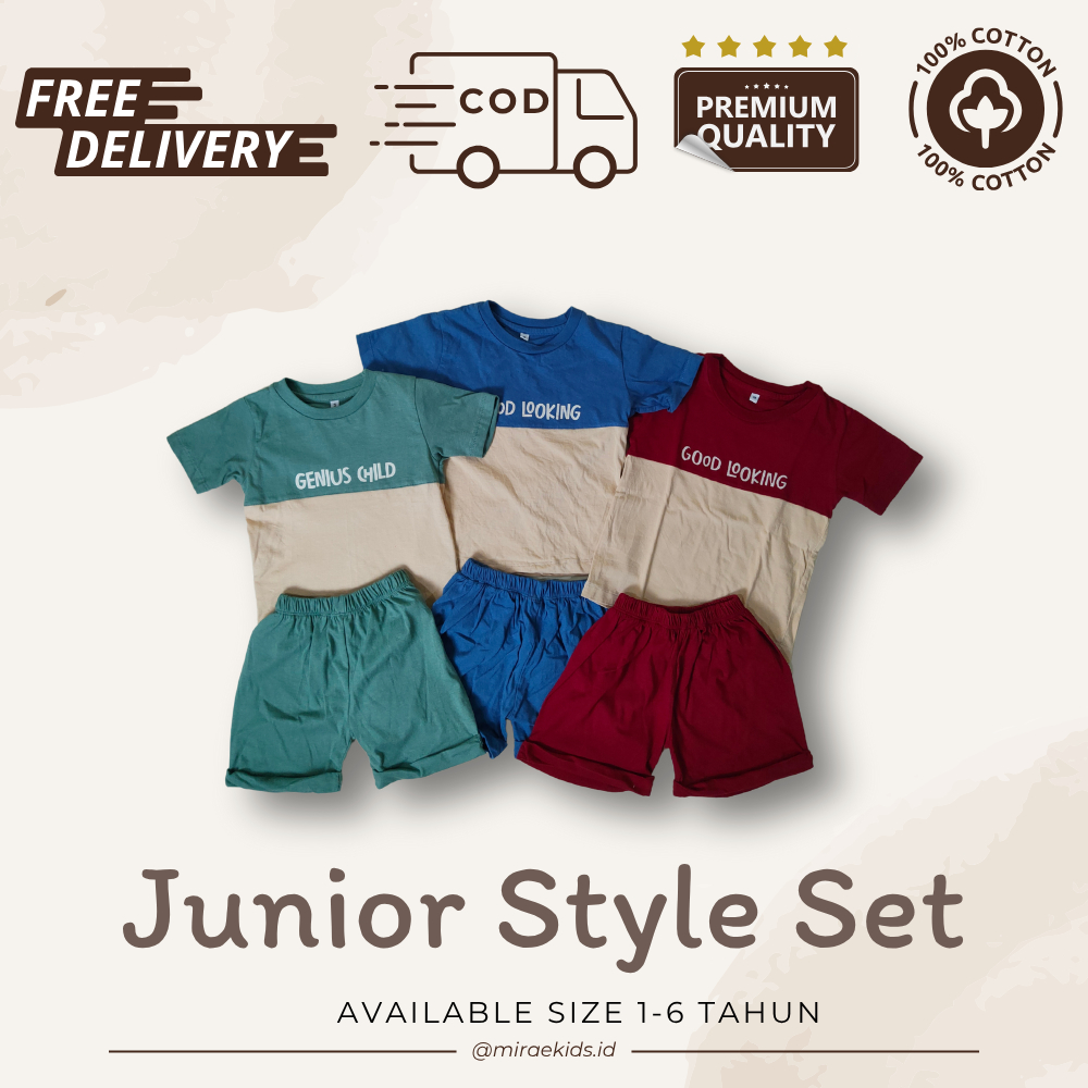 Miraekids Junior Style Set Setelan Anak Two Tone Setelan Kasual