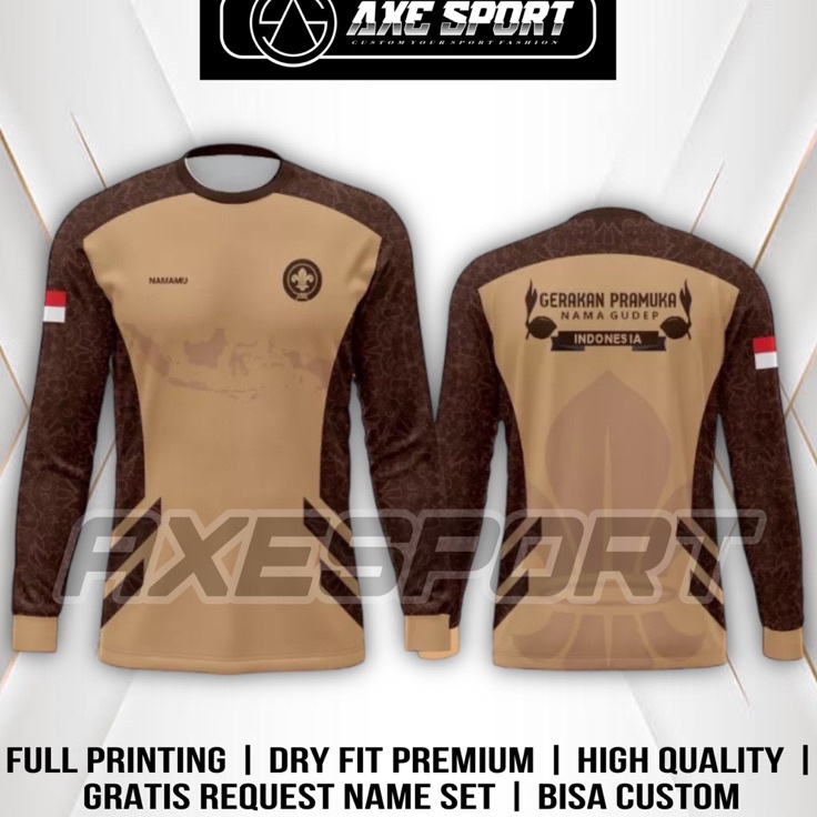 Jersey Kaos Pramuka Lengan Panjang Bisa Custom Full Printing Free Request Nickname  Logo