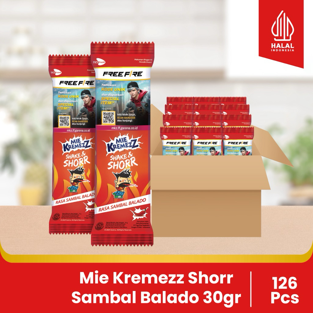 

Mie Kremezz Shorr - Sambal Balado - 1 Karton (6box) - 126 Pcs - 16gr