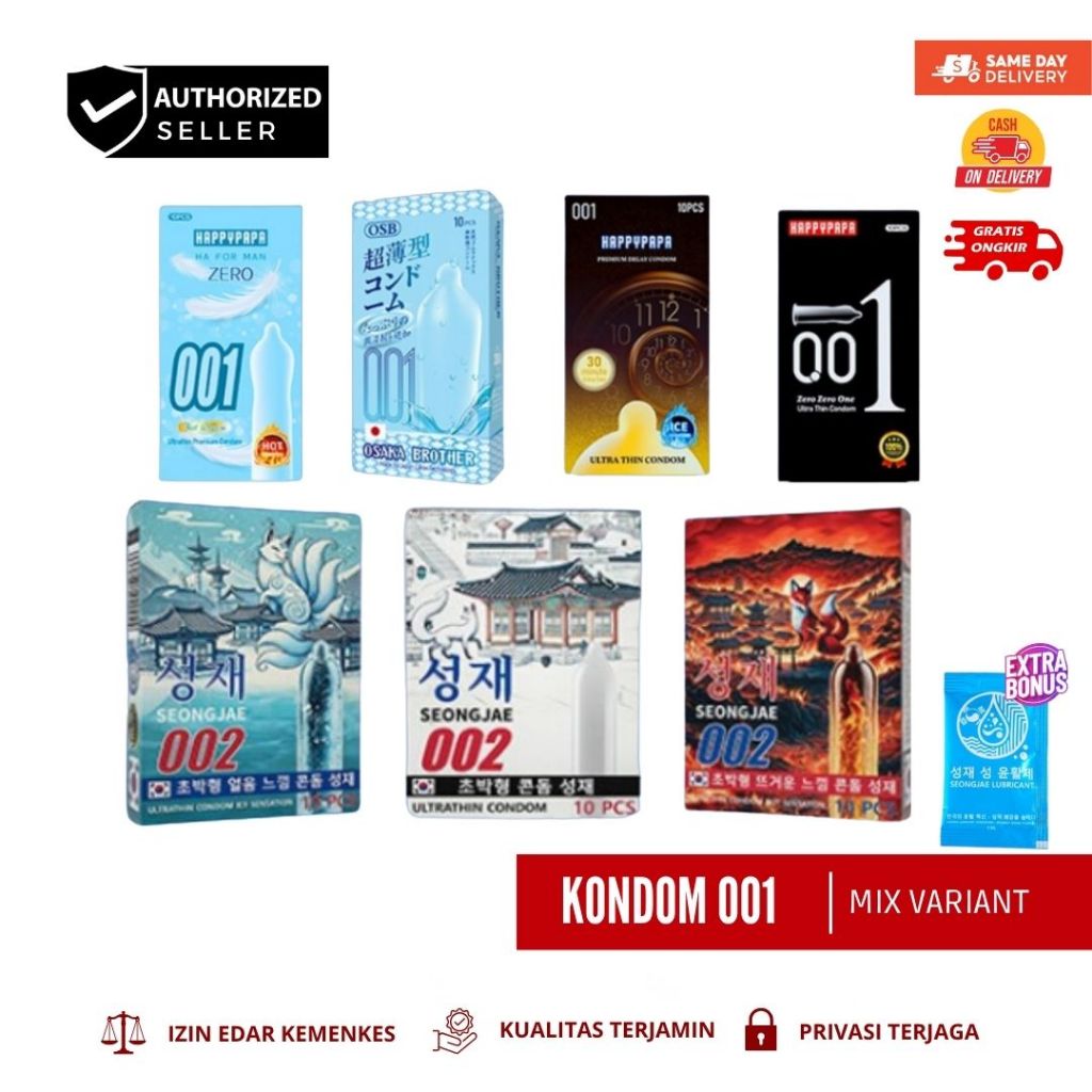 Kondom Premium 001 Tipis Bergerigi Silikon Terlengkap Tahan Lama Texture COD Cepat Privasi