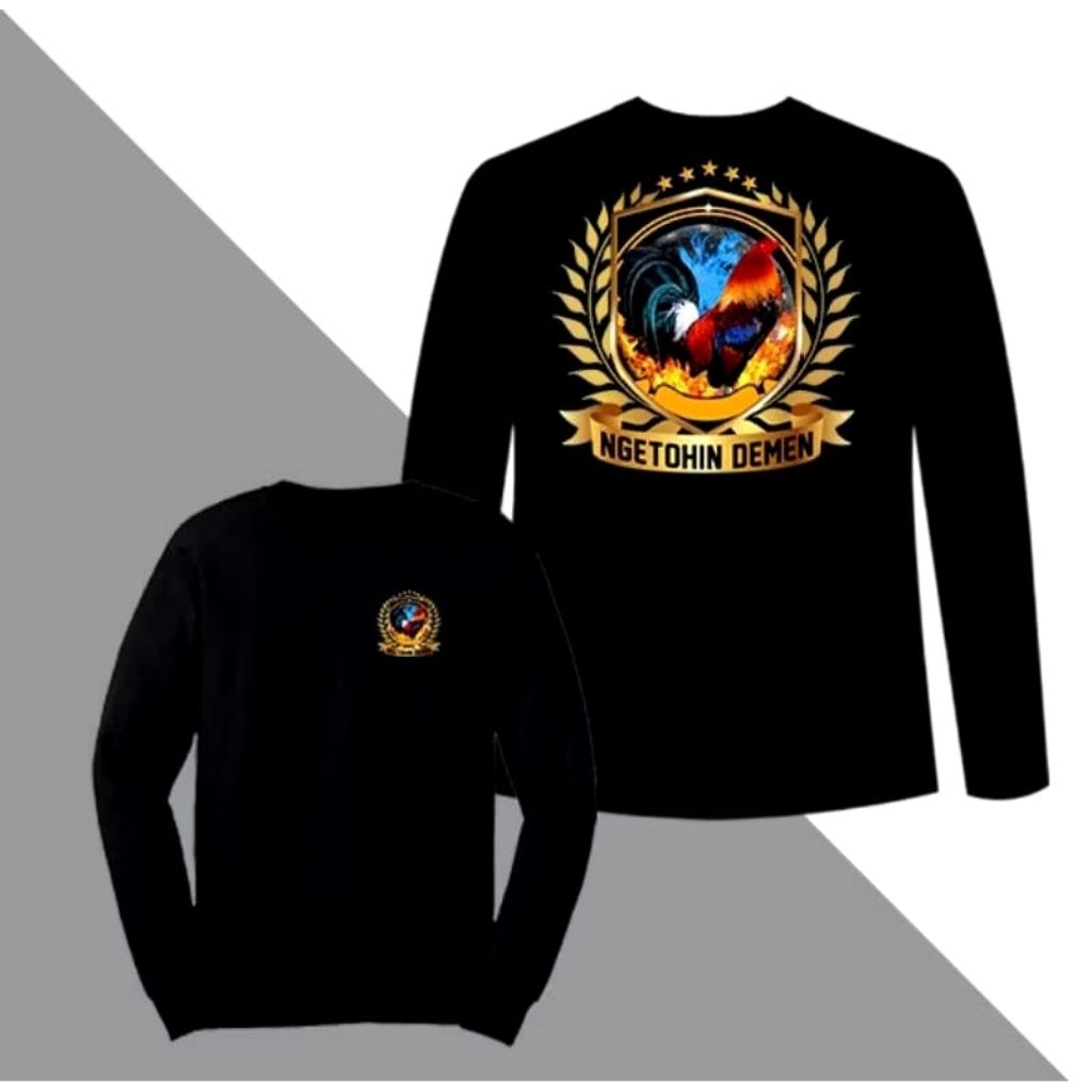 Kaos Lengan Panjang Ayam Petarung Ngetohin Demen