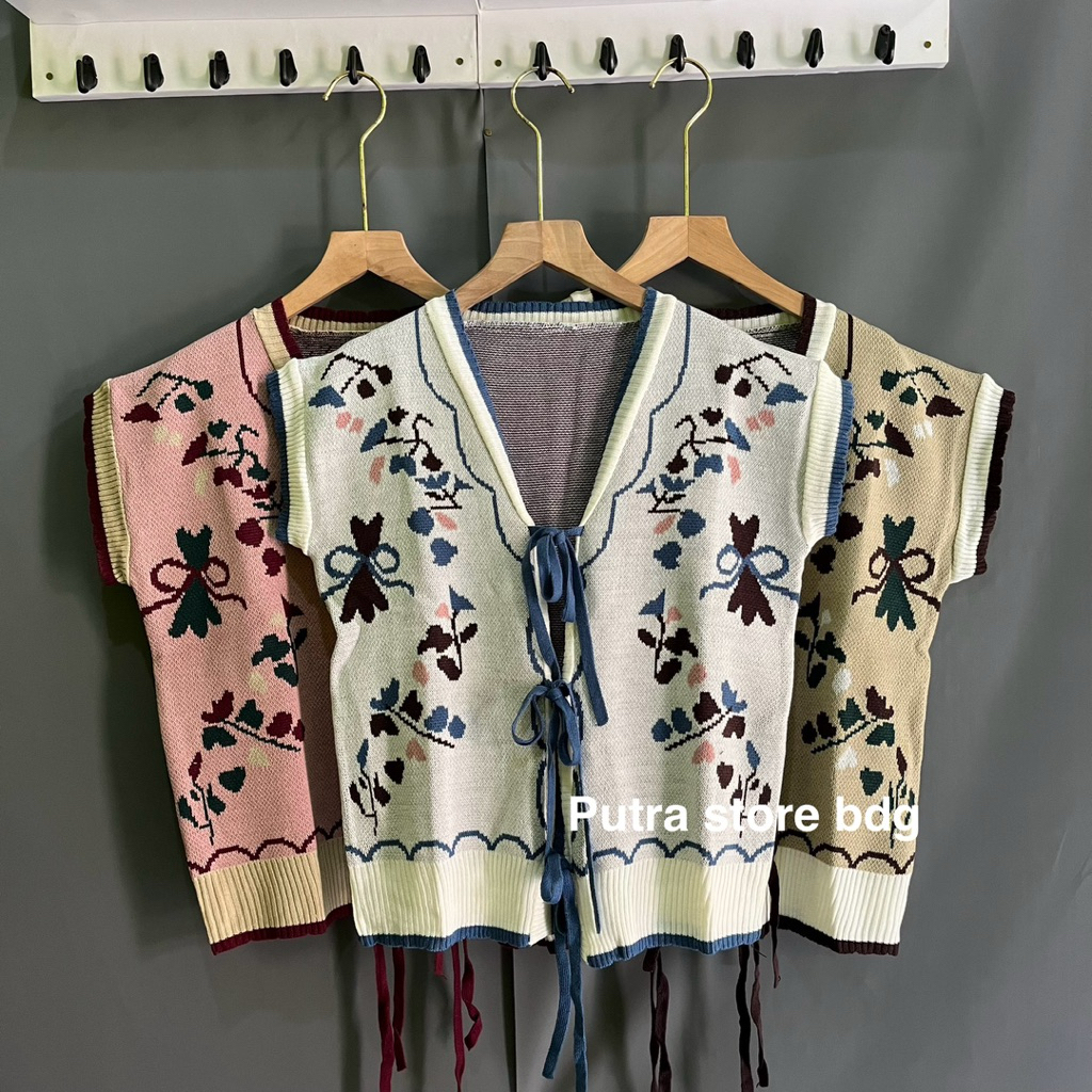 Vest edelwais rompi rajut wanita motif bunga vest rajut premium bahan halus