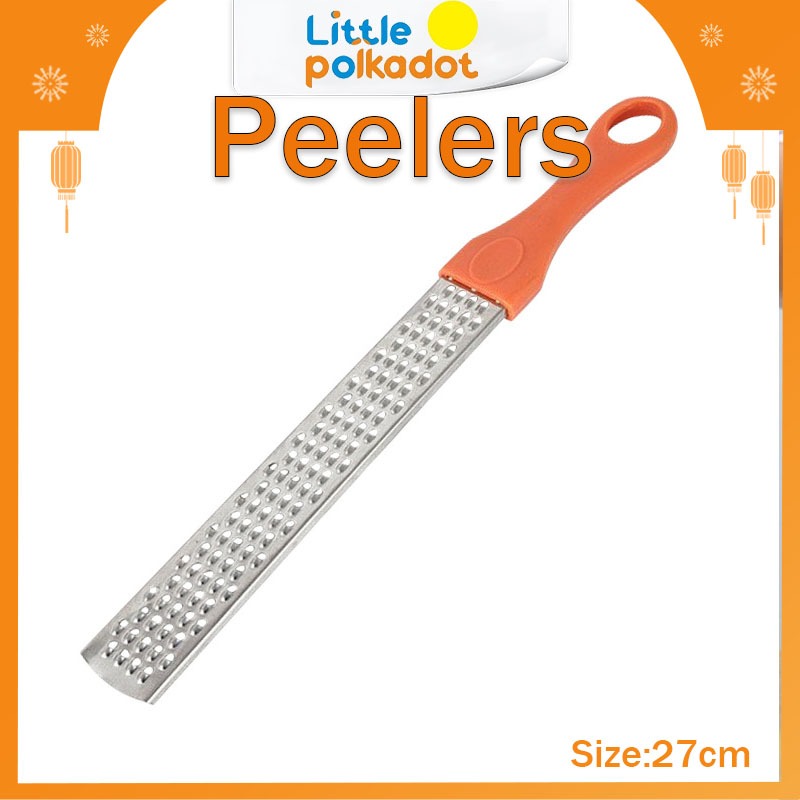 【littlepolkadot】27cm Parutan Keju Panjang Peeler Pemarut Keju Serbaguna Stainless Steel dengan Gagan