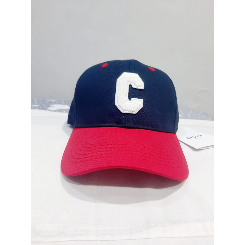 TOPI ( CELINE PARIS ) UNISEX logo C RED NAVY NEW EDITION 100% AUTHENTIC