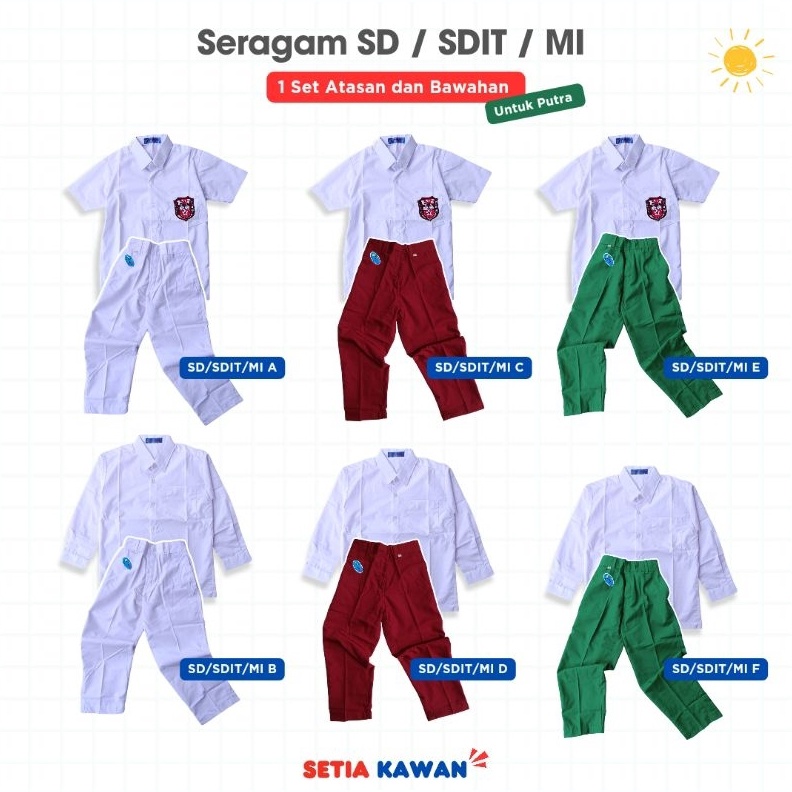 KODE T96H Stelan Seragam SD SDIT MI Putra merk Seragam  1 Stel Seragam Putra SD SDIT MI  Seragam Sek