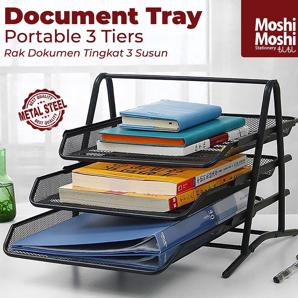 

Document Tray Desk Storage Foldable 3 Tiers Rak Kertas File Dokumen 3 Susun Jaring Besi