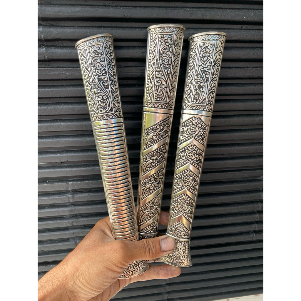 pendok bugis lapis perak bahan kuningan panjang 26cm