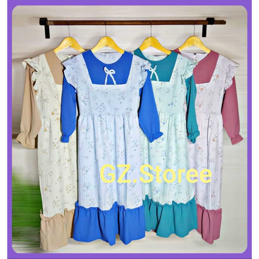 Baju Gamis Anak Perempuan Wanita Muslim Umur 8-11 Tahun Terkini Set Jilbab