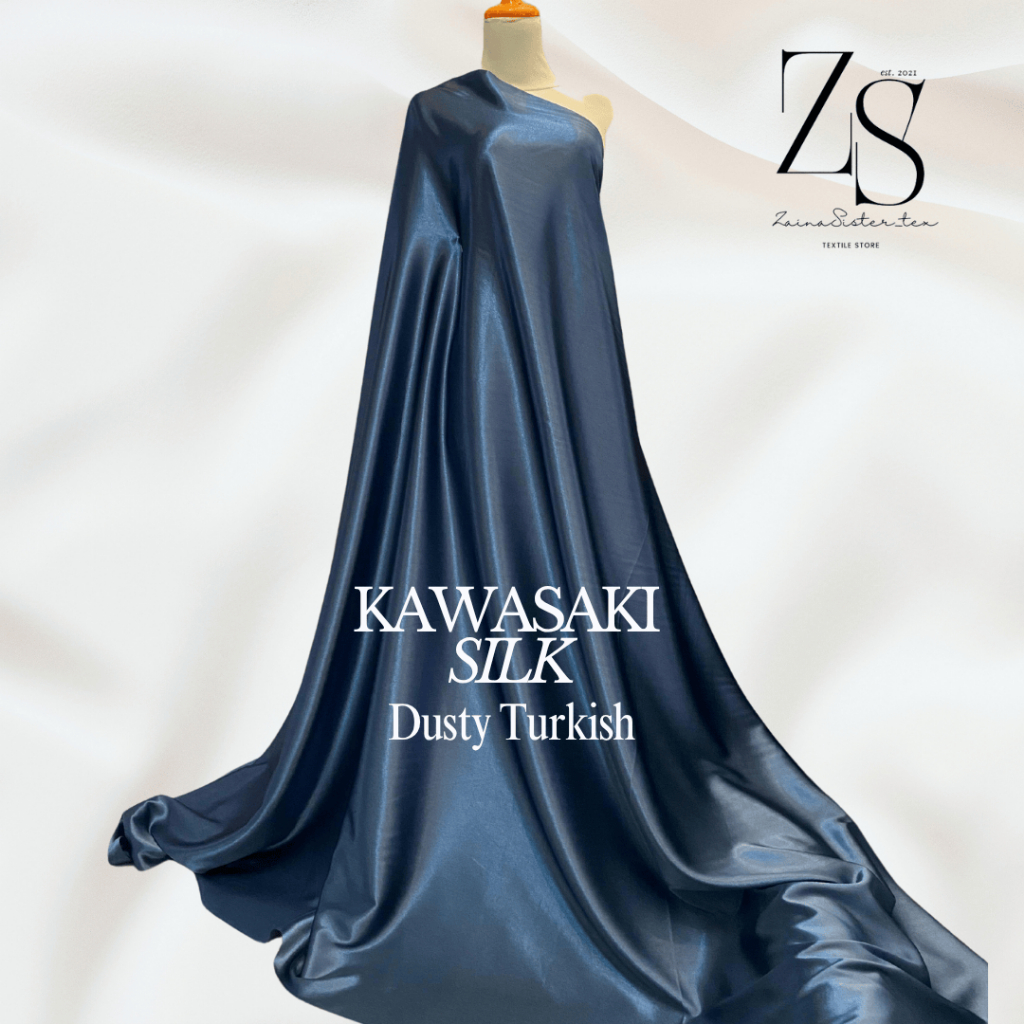 0,5 Meter Bahan Kain Satin Silk Kawasaki | Kawasaki Silk Premium Tebal | Warna Dusty Turkish