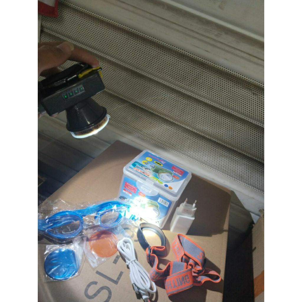 SUNPRO SL-993 Original Senter Kepala Selam 160W Cahaya Putih Plush Dua Lensa