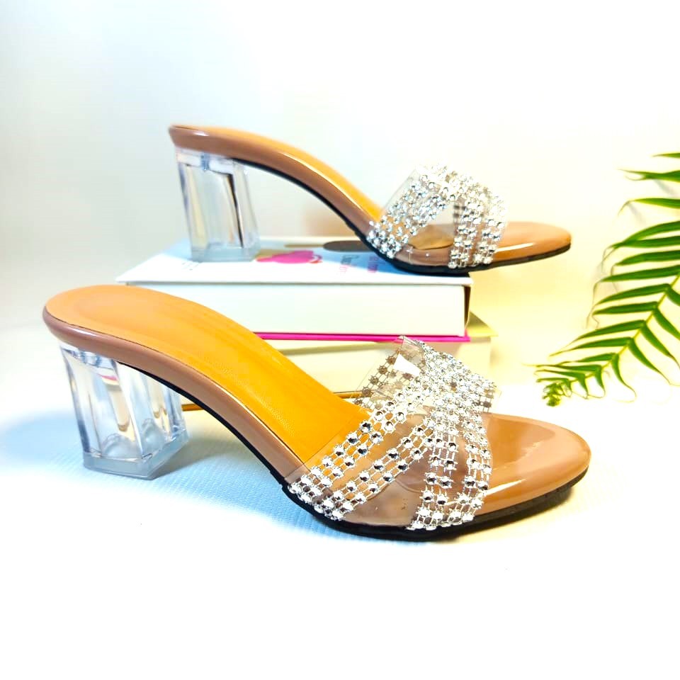 Nillex HK01 Heels wanita pesta. hak kaca 7cm. sanjdal wanita . sandal kondangan. hak tahu