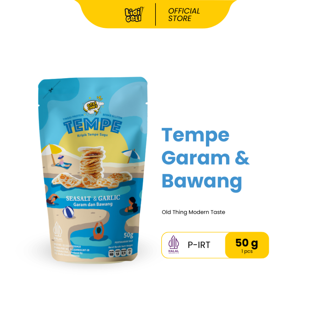 

Geli Chips - Keripik Tempe Sagu Rasa Original Seasalt & Garlic 50 gr