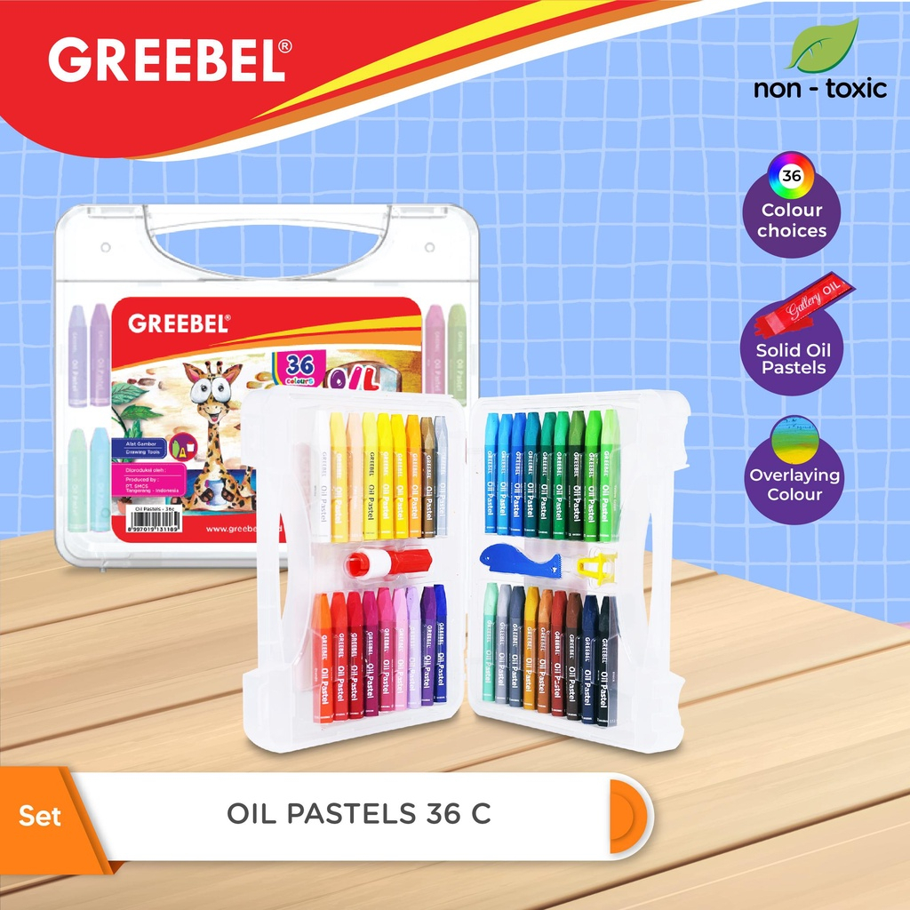 

Crayon Greebel 36 Warna / Oil Pastel Greebel 36 Warna Non toxic