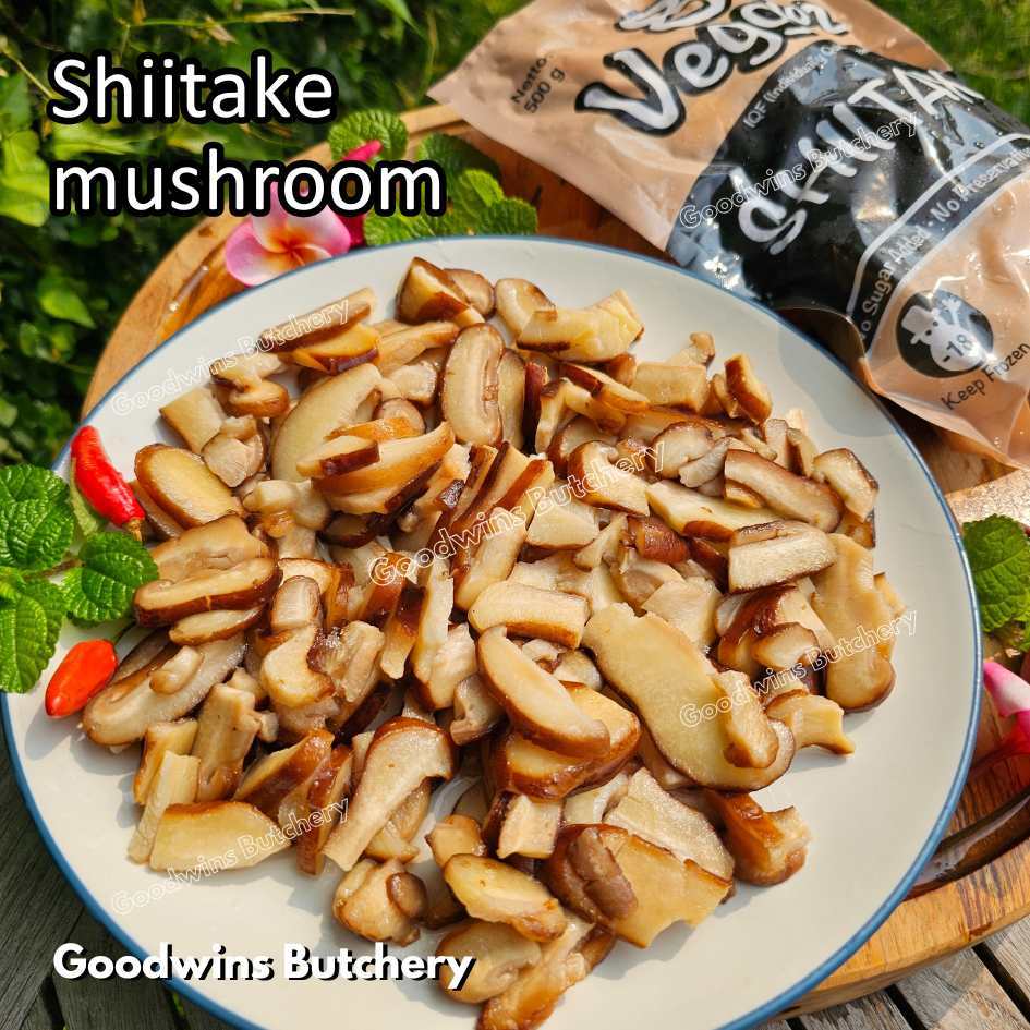 

SHIITAKE MUSHROOM jamur shitake sayuran beku 8Veggiez imported frozen vegetable IQF 8Veggiez 500g