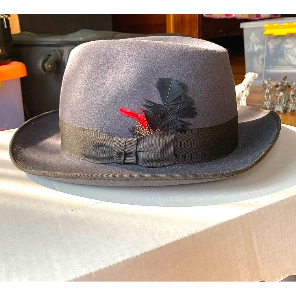 Topi Fedora Akubra Bogart - Abu-Abu Gelap - Ukuran 63 (Baru, Lengkap dengan Box & Tag)