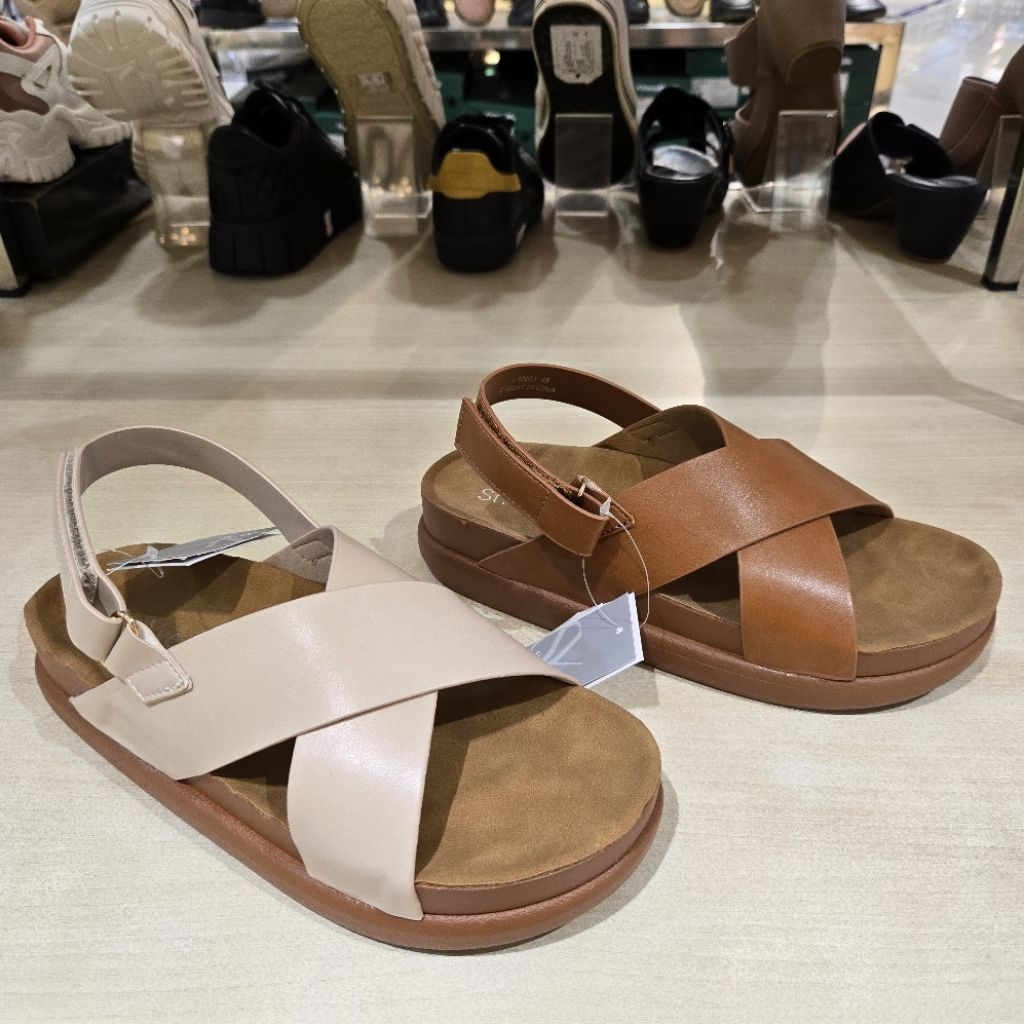 St yves sepatu sandal wedges hak rata 4cm wanita ringan bangetss & ori size 36-40